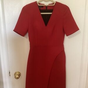 Elegant Red V-Neck Dress
